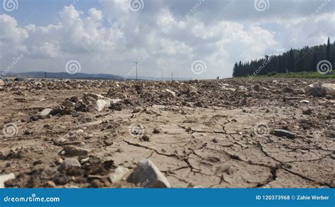 Low View Horizon Ground Dry Field Clear Sky Stock Photo Image Of