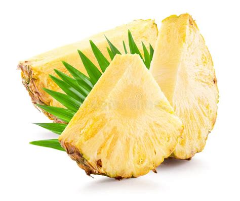 Pineapple Slices With Leaves Isolated On A White Background Stock Image