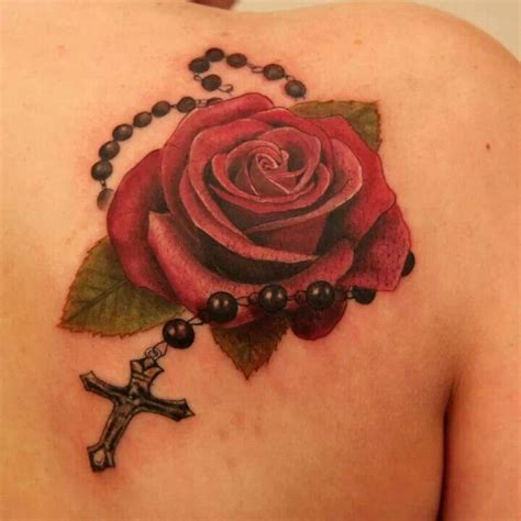 This one has some great shading. Rose cross tattoo, exactly one I want but yellow rose for ...