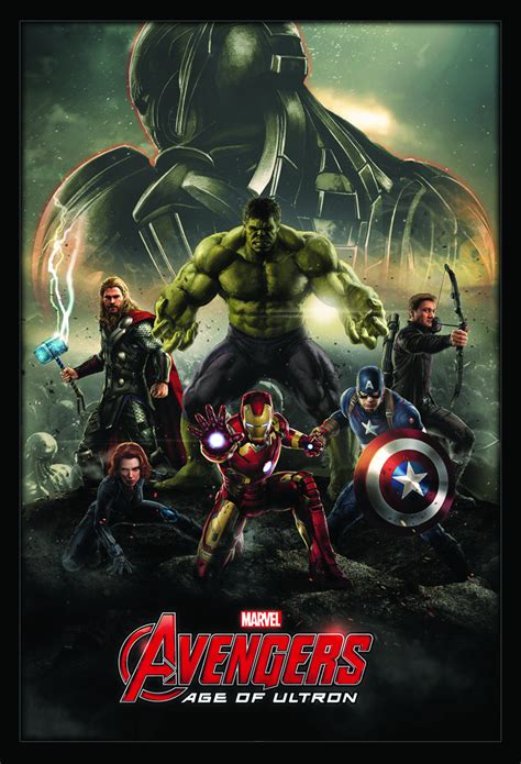 Apr152349 Avengers Age Of Ultron Group Framed Textured Poster