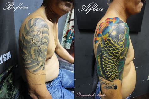 But some people choose to get a tattoo for an entirely different reason, such as to cover up a scar for example. Damoink Tattoo Malaysia : Cover up tattoo koi fish