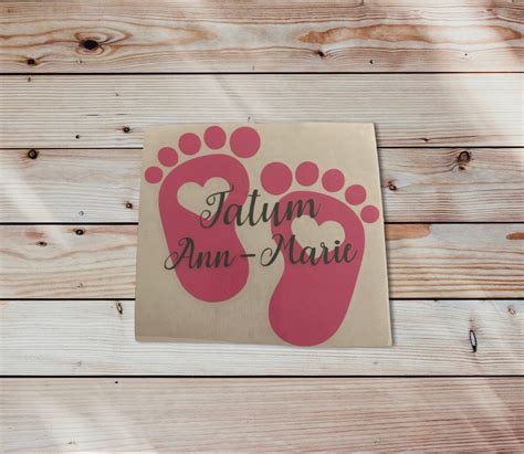 Baby Footprints With Name Decal Baby Shower Decal Baby Etsy