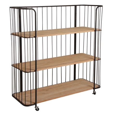 Etagère de style industriel, bois et métal oxydé, 5 étagères en sapin. Etagère style industriel 3 niveaux - NET2461 | Aubry-Gaspard