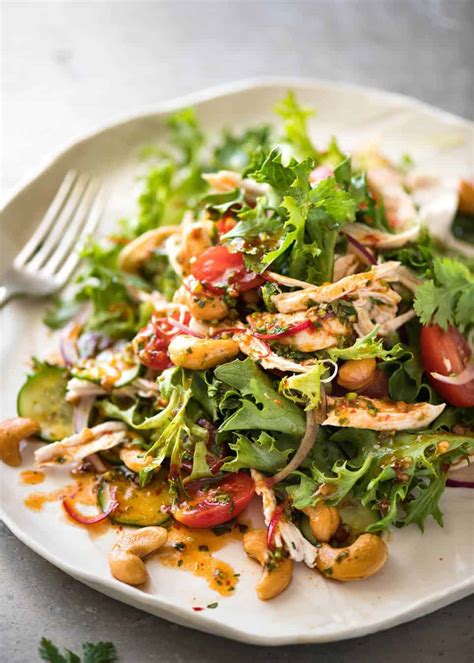 The salad gets its heat from 2 tablespoons of chile paste. Thai Chicken Salad | RecipeTin Eats