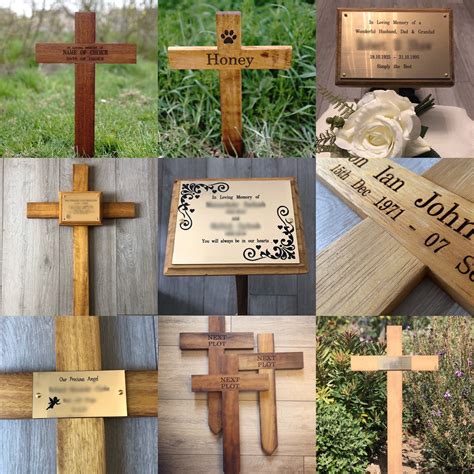 36 Wooden Memorial Cross With Free Plaque And Engraving Etsy