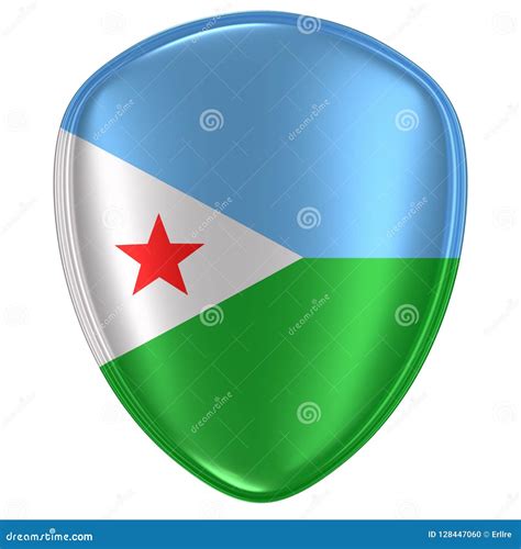 3d Rendering Of A Djibouti Flag Icon Stock Illustration Illustration Of Horizontal Arab