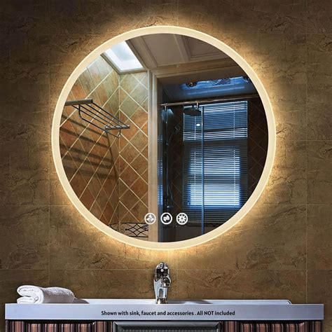 Blossom Orion 32 Wall Mounted Round Led Mirror With Frosted Sides Led Mirror Mirror With Lights