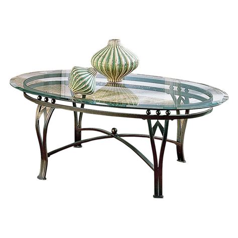 This coffee table measures 35'' in diameter so it has plenty of room for decor and drinks on its surface, as well as space underneath. The Best Glass Top Coffee Table with Metal Base Oval And ...