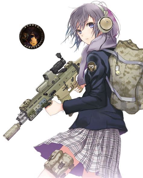 Random Anime Girl With Gun Render By Vertify On Deviantart