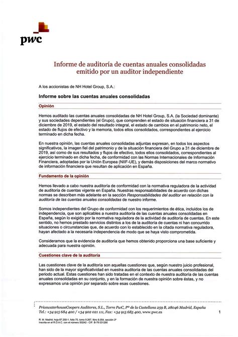Informe De AuditorÍa Memoria Nh 2019