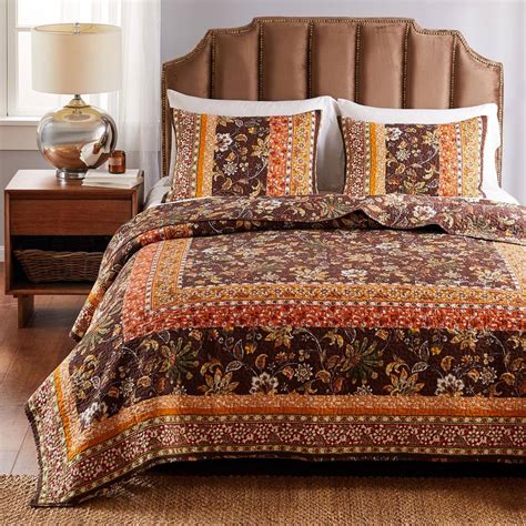 Greenland Home Fashions Audrey 3 Piece Chocolate Cotton Blend Full