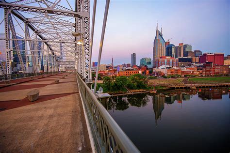 Nashville Skyline And Pedestrian Bridge Photograph By Gregory Ballos