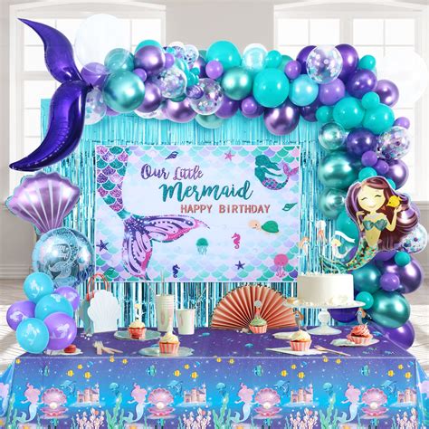 Buy Winrayk Mermaid Birthday Decorations Party Supplies Girls Kids