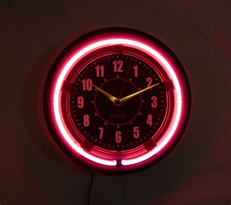 Red Neon Wall Clock Current