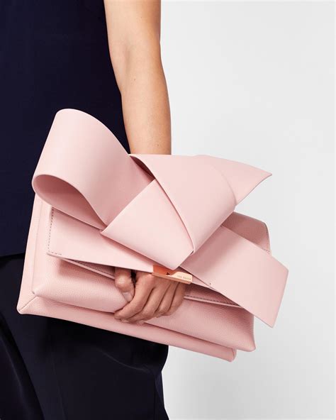 Ted Baker Leather Giant Knot Bow Clutch Bag In Light Pink Pink Lyst