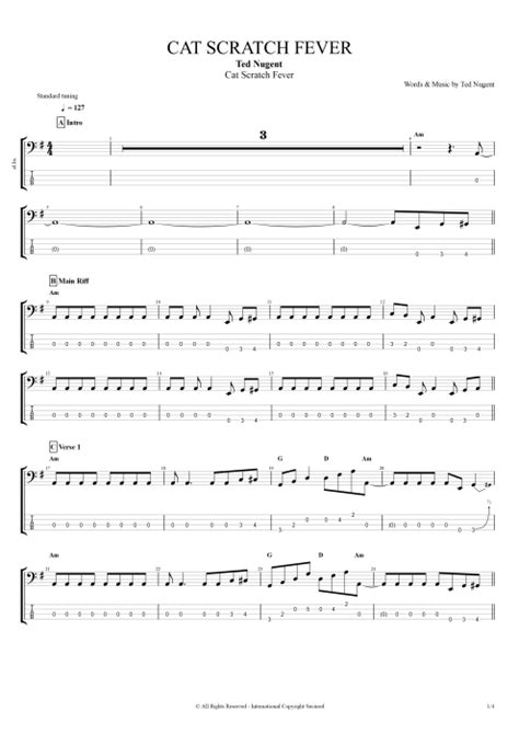 Tablature Cat Scratch Fever De Ted Nugent Guitar Pro Full Score