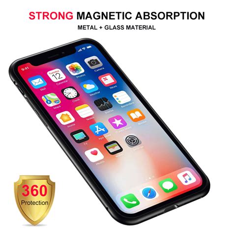 Bakeey Magnetic Adsorption Metal Tempered Glass Protective Case For