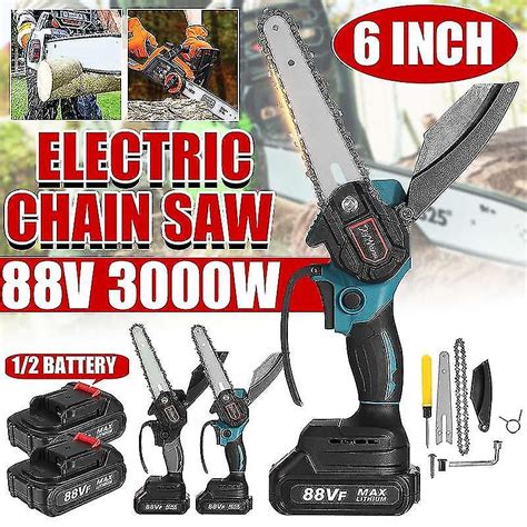Evago 6 Inch 3000w 88v Mini Electric Chain Saw With 2 Battery