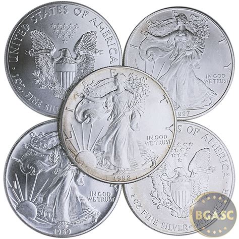 1 Oz American Silver Eagle Coin Random Year Heavily Circulated