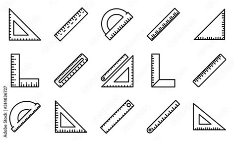 Ruler Icons Set Outline Set Of Ruler Vector Icons For Web Design