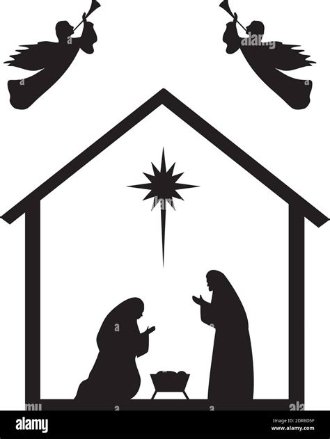 Vector Illustration Of Nativity Scene Peace Joy Christmas Background