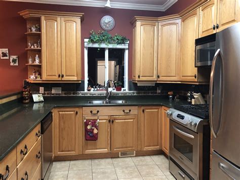 / european style kitchen cabinet furniture oak solid wood kitchen cabinets product specifications glass fronted cabinets are fitted with interior low voltage lighting providing a place to showcase. Oak kitchen cathedral style cabinets BEFORE being painted and updated. Kylie M Interiors (7)