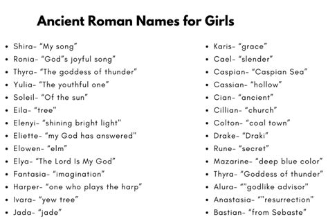 210 Unique Ancient Roman Names For Girls With Meanings 2024