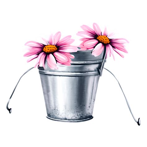 Galvanized Pink Daisy Buckets · Creative Fabrica