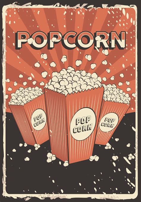 Vintage Popcorn Drawing Poster Retro Poster Wall Art Etsy