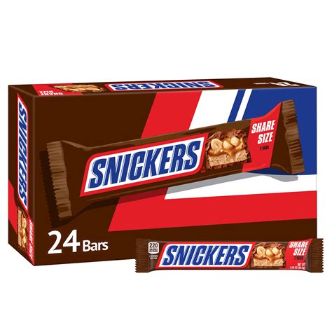 Snickers Chocolate Candy Bars Share Size 329 Oz 24 Ct Bulk Pack