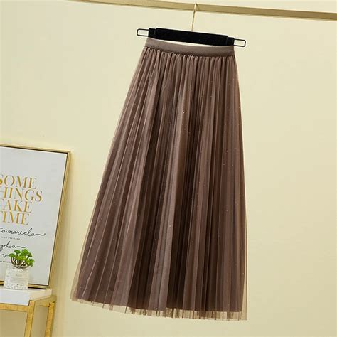 Tigena Reversible Tulle Velvet Long Skirt For Women Autumn Casual