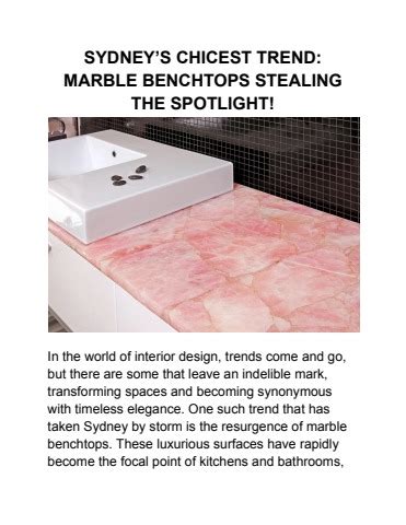 Sydneys Chicest Trend Marble Benchtops Stealing The Spotlight