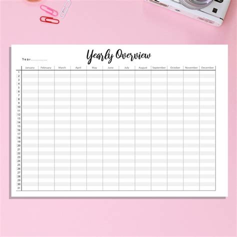 Full Year Printable Planner Instant Download Pdf Undated Yearly