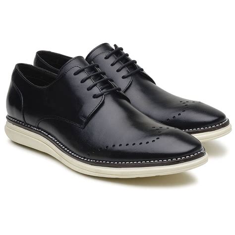 Sapato Brogue Masculino Casual Couro Legítimo Preto Torani Calçados