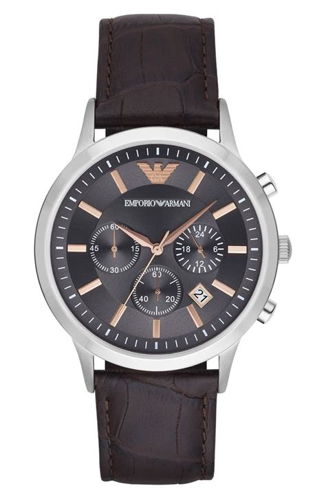 Emporio Armani Chronograph Leather Strap Watch 43mm Nordstrom