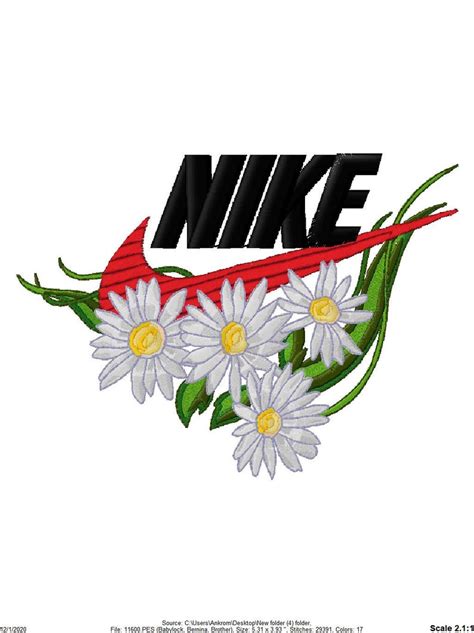 5 Nike Flower Embroidery Logos Nike Embroidery Machine Etsy