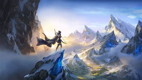 Wallpaper League Of Legends Ashe League Of Legends Mountains Sky