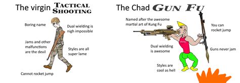 the virgin tactical shooting vs the chad gun fu r virginvschad