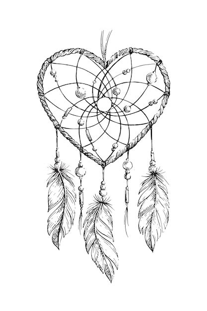 Premium Vector Dreamcatcher Heart Illustration