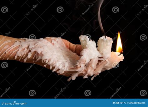 Three Candle Sticks On Fingers Buring Stock Image Image Of Fingers