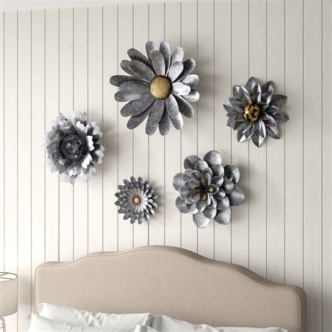 1,424 free images of wall flower. Gracie Oaks 5 Piece Galvanized Metal Flower Hanging Wall ...