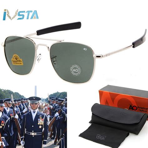 Ao Pilot Sunglasses Men American Army Military Brand Driving Sun Glasses For Male Glass Lenses