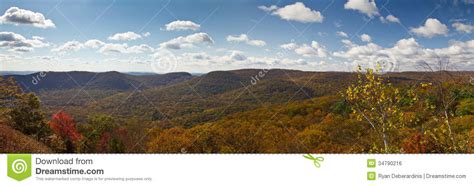 Panoramic View Of New York Mountains In Fall Stock Photo Image Of