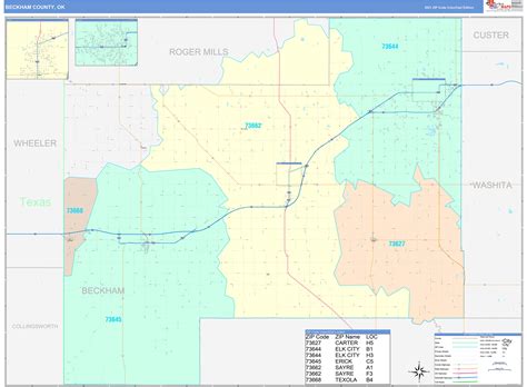 Beckham County Ok Wall Map Color Cast Style By Marketmaps