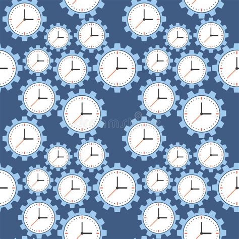 Clocks Over Blue Seamless Background Stock Vector Illustration Of