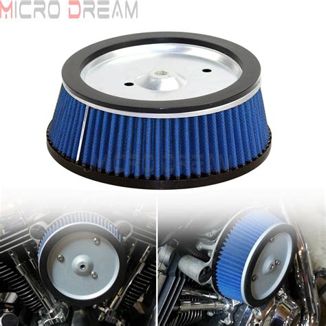 Motorcycle Round High Flow Air Cleaner Filter System Inner Element Blue