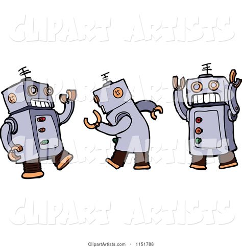 Dancing Robots Clipart By Lineartestpilot