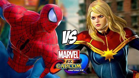 Spider Man Vs Captain Marvel Marvel Vs Capcom Infinite Gameplay Youtube