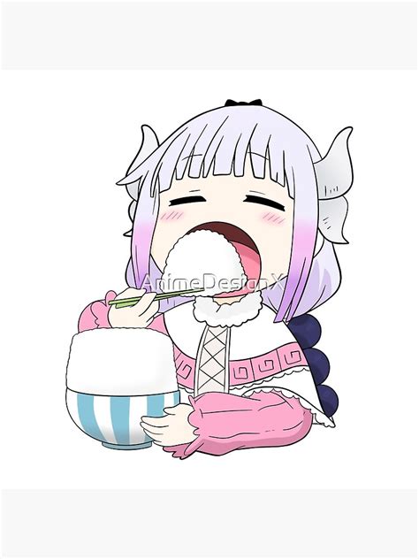 Kanna Eating Rice Miss Kobayashis Dragon Maid Anime Canvas Print