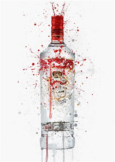 A Bottle With Red Paint Splattered On It